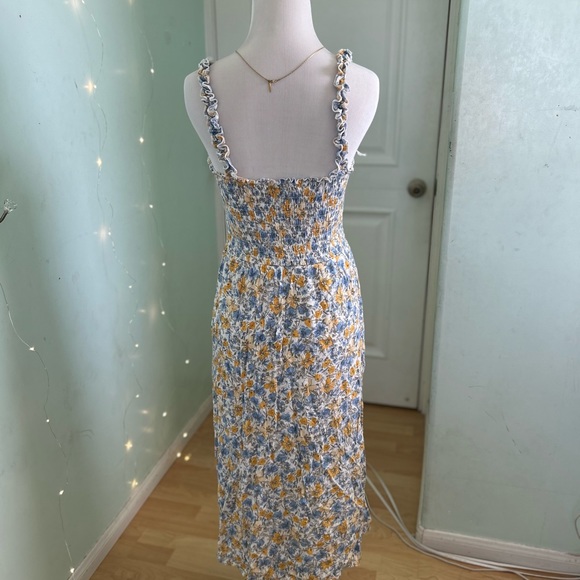White Blue Yellow Floral Maxi Dress - Picture 4 of 6